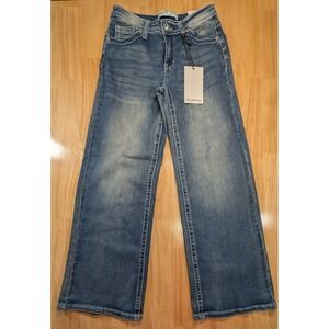 Telepatia Wide Leg Jeans Blue Denim Rhinestone Button GR25015 Mens Size 7/28 NEW